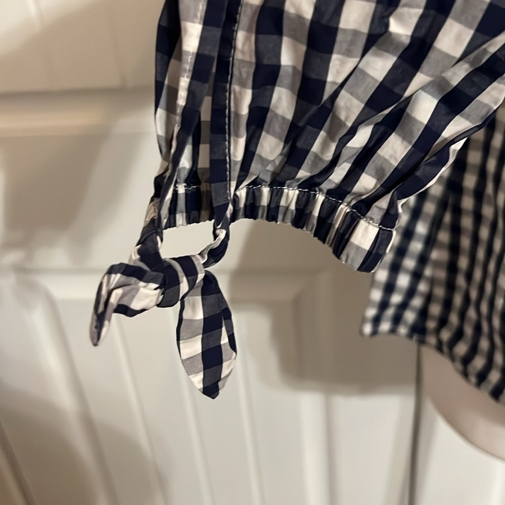 VINEYARD VINES Women’s Off The Shoulder size 6 long sleeve gingham top - Picture 3 of 7